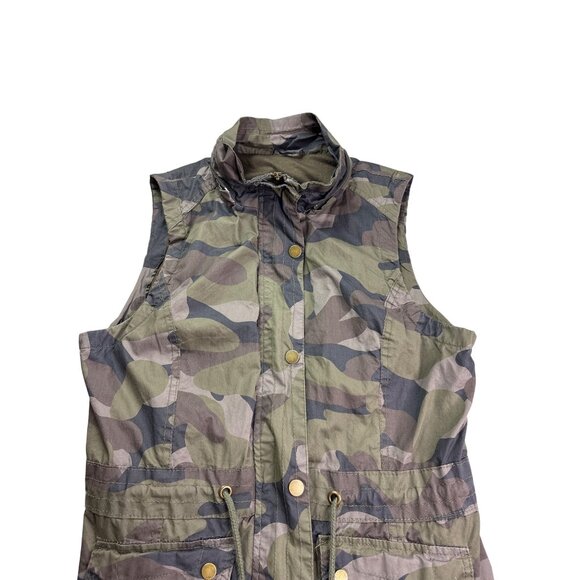 Camouflage YMI Collection Utility Vest Pockets Drawstring Waist Size M No Hood - Picture 2 of 6